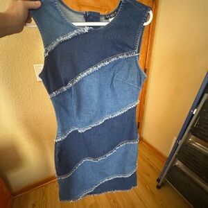VENUS Frayed Denim Mini Dress